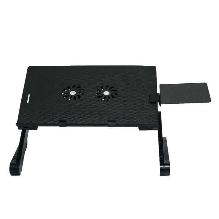 Lisslune | T8 Aluminum Alloy Folding & Lifting Laptop Desk Office Desk Height Adjustable Support with Fan & Mouse Board (Black)
