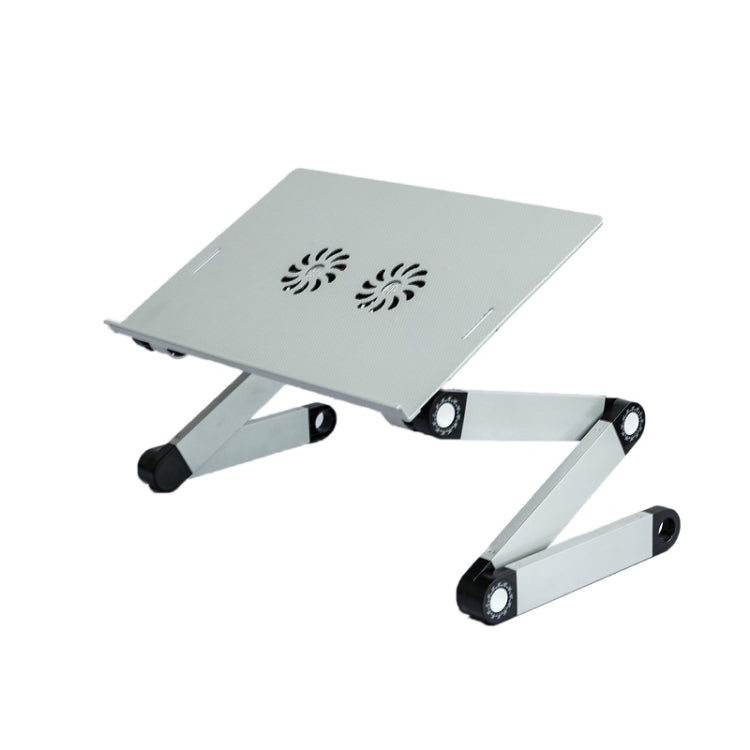 Lisslune | T8 Aluminum Alloy Folding & Lifting Laptop Desk Office Desk Height Adjustable Stand with Fan & Mouse Board (Silver)