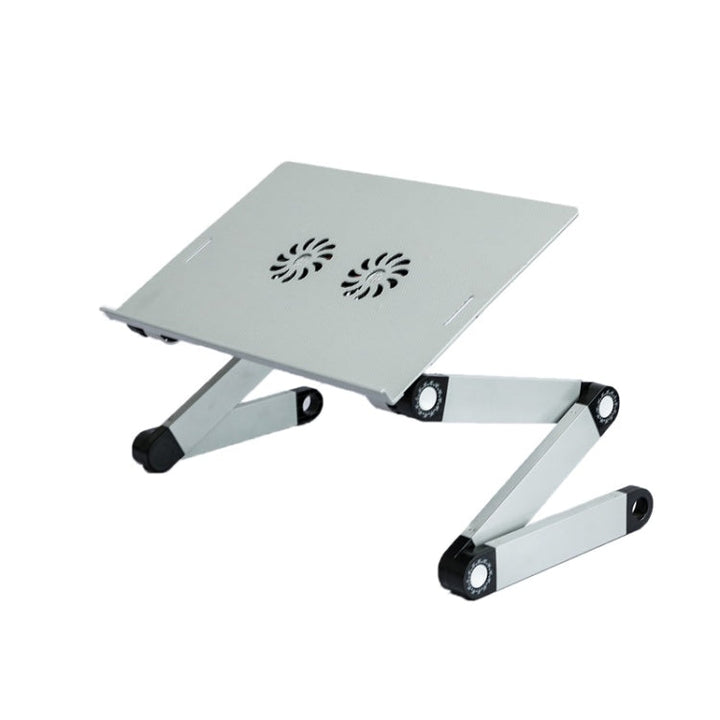 Lisslune | T8 Aluminum Alloy Folding & Lifting Laptop Desk Office Desk Height Adjustable Stand with Fan & Mouse Board (Silver)