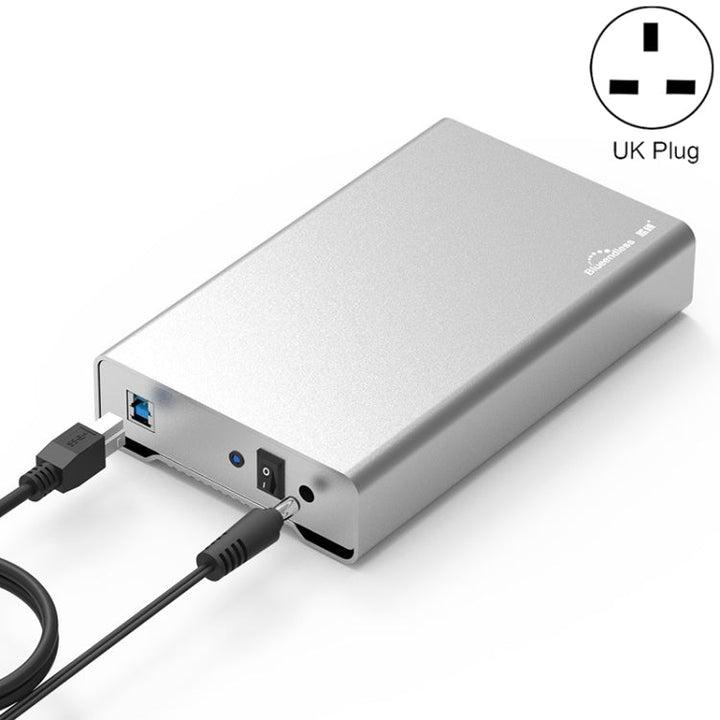 Lisslune | Blueendless U35Q 3.5 Inch Full Metal Mobile Hard Drive Enclosure Type-C/Usb3.0 SATA Serial Desktop PC External Hard Drive Enclosure UK Plug (USB 3.0)