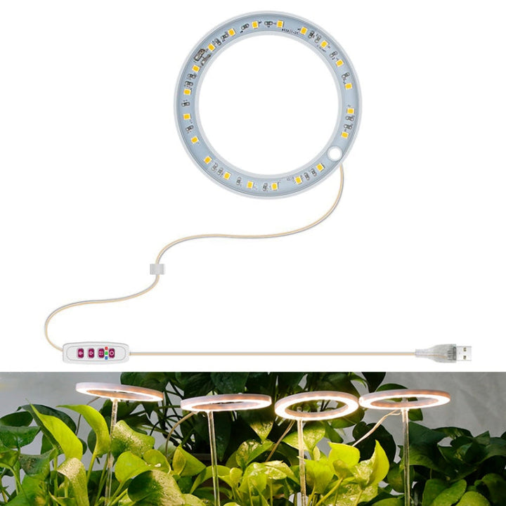 Lisslune | LED Plant Growth Lamp Full Spectrum Intelligent Timer Indoor Fill Light Ring Plant Lamp, Power: One Head (Sunshine)