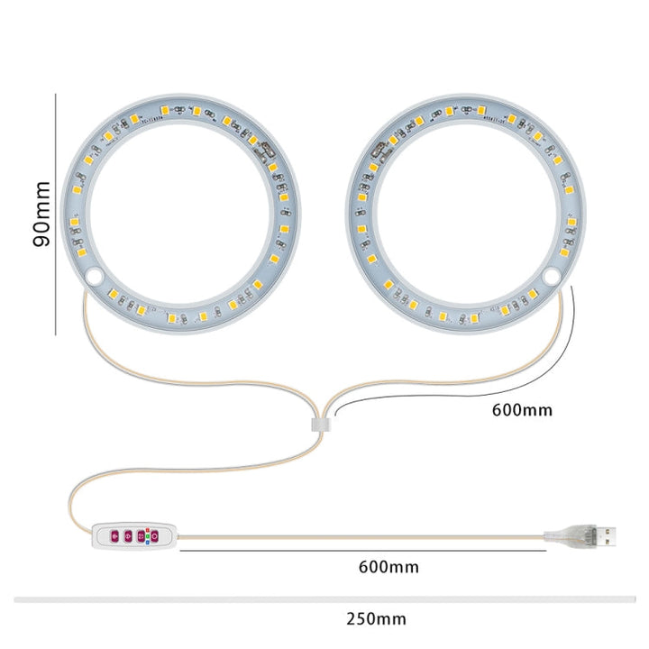 Lisslune | LED Plant Growth Lamp Full Spectrum Intelligent Timer Indoor Fill Light Ring Plant Lamp, Power: One Head (Sunshine)