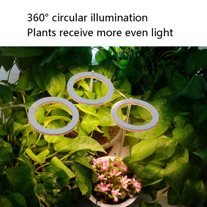 Lisslune | LED Plant Growth Lamp Full Spectrum Intelligent Timer Indoor Fill Light Ring Plant Lamp, Power: One Head (Sunshine)