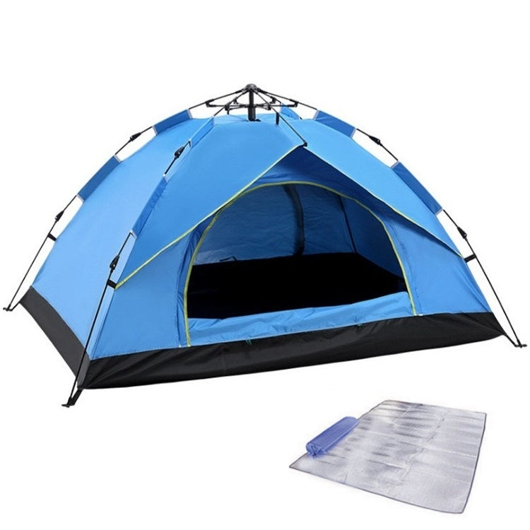 Lisslune | TC-014 Outdoor Beach Travel Camping Automatic Spring Multi-Person Tent For 3-4 People (Blue+Mat)