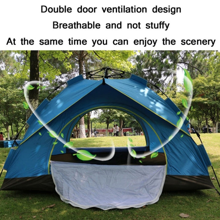Lisslune | TC-014 Outdoor Beach Travel Camping Automatic Spring Multi-Person Tent For 3-4 Persons (Green+Mat)