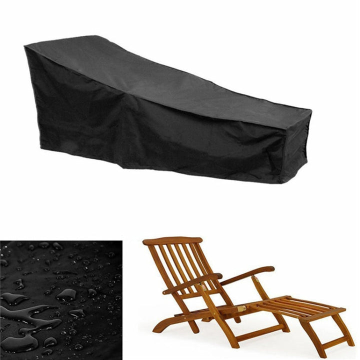 Lisslune | Outdoor Beach Chair Dustproof and Waterproof Cover Rocking Chair Furniture Protective Cover, Size: 210x75x80cm (Black+Silver)