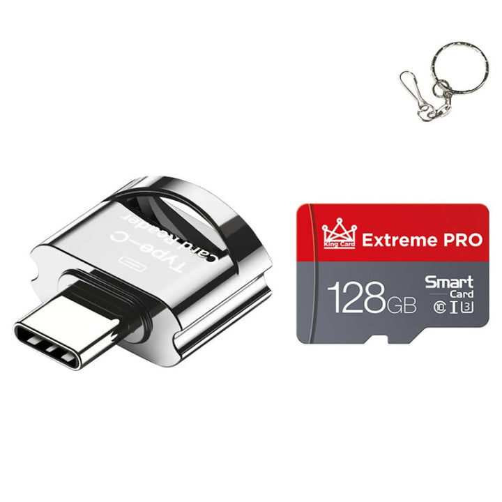 Lisslune | C10 TYPE-C interface mobile phone memory card, capacity: 128GB (Silver Gray)