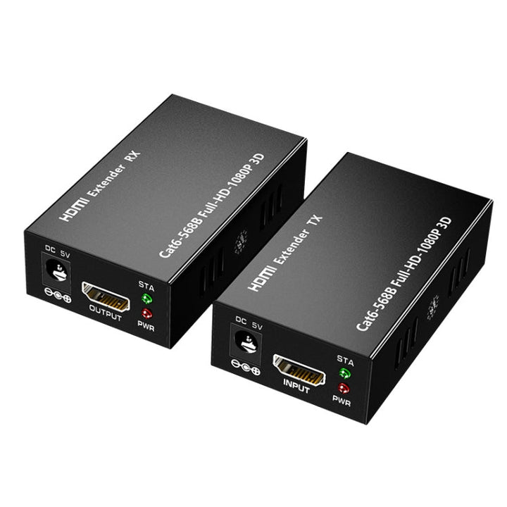 Lisslune | 1 Pair HW-YD60 HDMI Extender 1080P Signal Booster, Effective Range: 60m, EU Plug (Black)