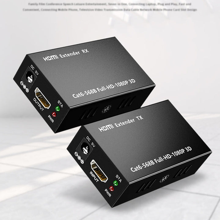 Lisslune | 1 Pair HW-YD60 HDMI Extender 1080P Signal Booster, Effective Range: 60m, EU Plug (Black)