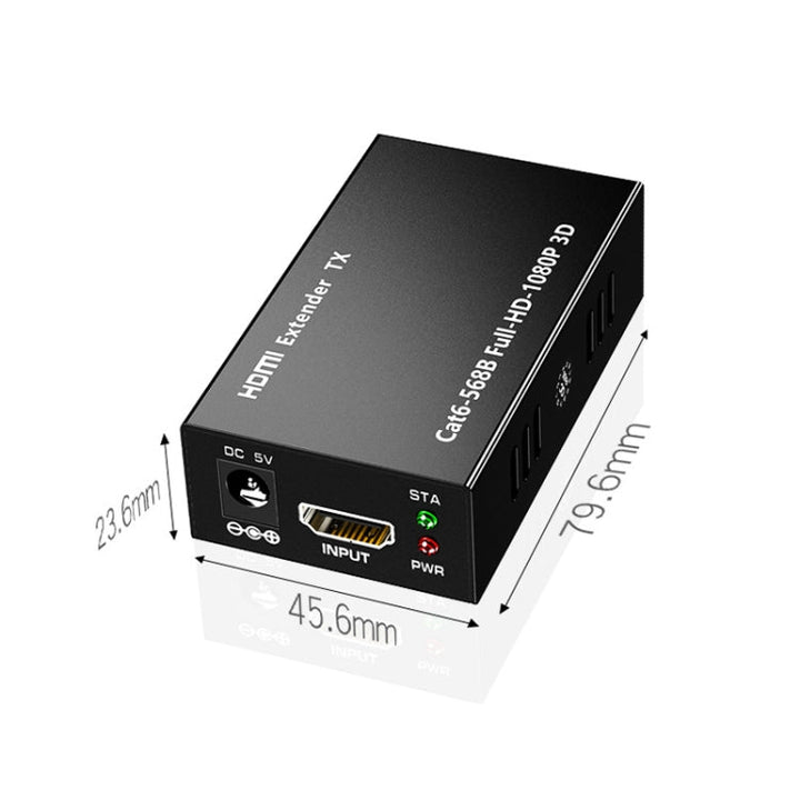 Lisslune | 1 Pair HW-YD60 HDMI Extender 1080P Signal Booster, Effective Range: 60m, EU Plug (Black)