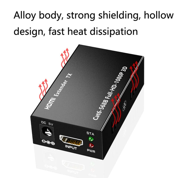 Lisslune | 1 Pair HW-YD60 HDMI Extender 1080P Signal Booster, Effective Range: 60m, EU Plug (Black)
