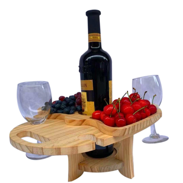 Lisslune | Outdoor Picnic Table Wood Folding Wine Cooler (Wood Color)