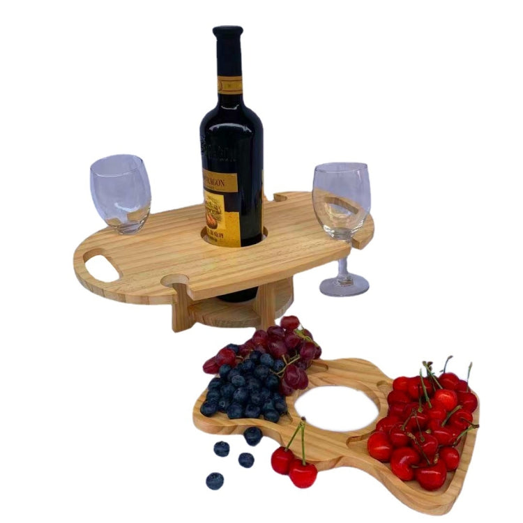 Lisslune | Outdoor Picnic Table Wood Folding Wine Cooler (Wood Color)