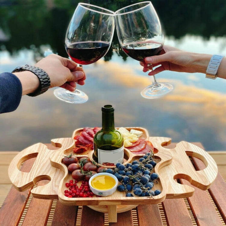 Lisslune | Outdoor Picnic Table Wood Folding Wine Cooler (Wood Color)