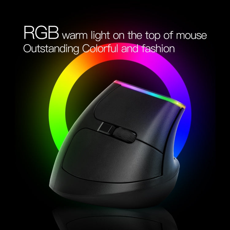 Lisslune | DELUX M618C 6 Buttons 1600 DPI RGB Vertical Wireless Bluetooth Dual-Mode Mouse (Black)