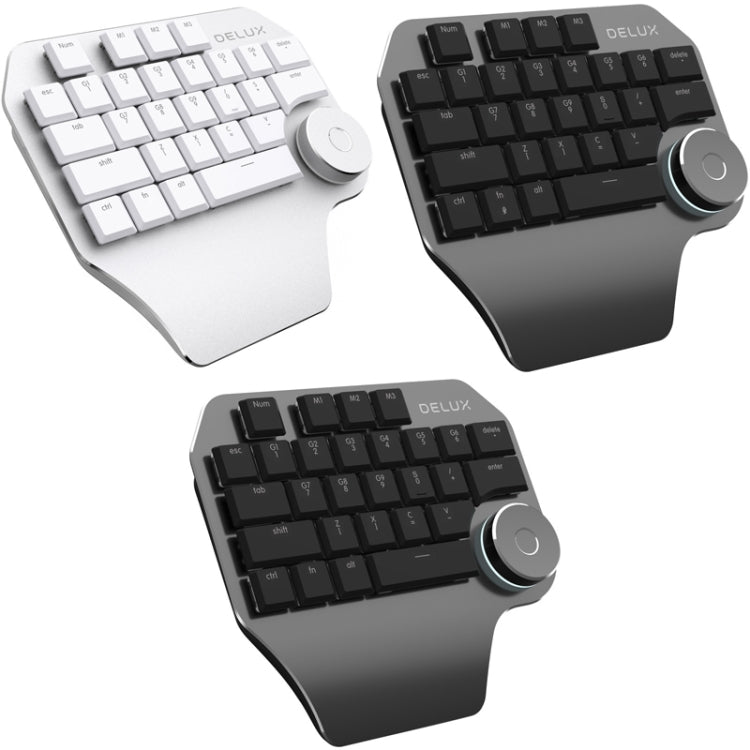 Lisslune | DELUX T11 29 Key One-Handed Keyboard Shortcut Key Speech Tool Flat Keyboard, Color: Silver