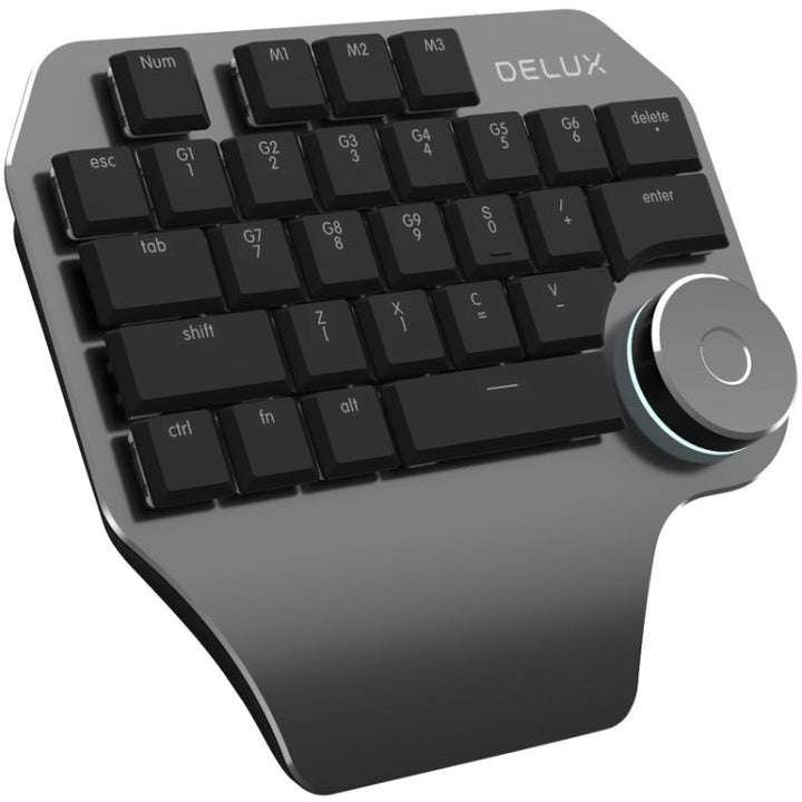 Lisslune | DELUX T11 29 Keys One-Hand Keyboard Shortcut Key Language Tool Flat Keyboard, Color: Black