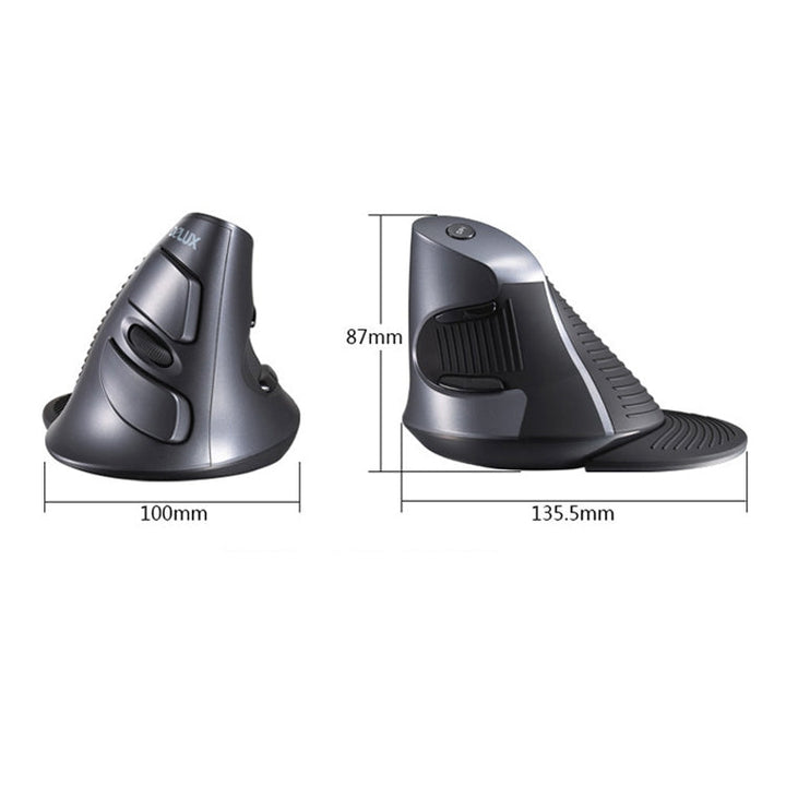Lisslune | DELUX M618 6-Button Vertical Scroll Ergonomic Wireless Mouse (Black)