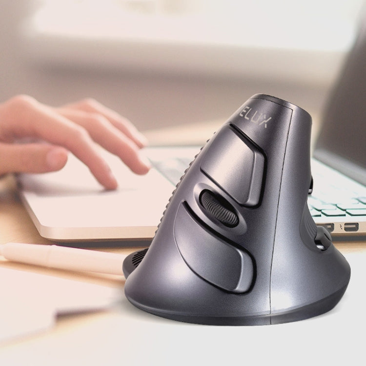 Lisslune | DELUX M618 6-Button Vertical Scroll Ergonomic Wireless Mouse (Black)