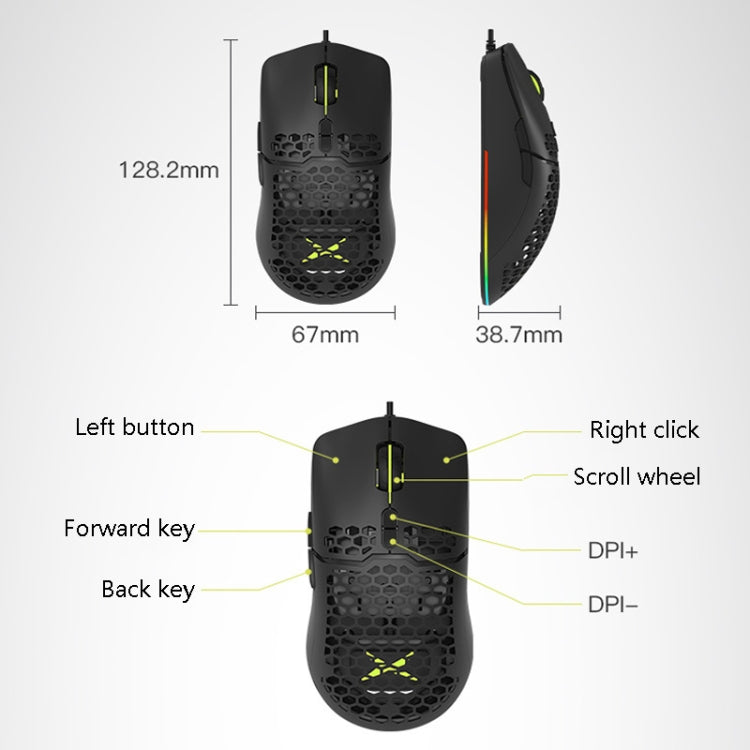 Lisslune | DELUX M700BU 7-Button Wired Gaming Mouse Desktop Wired Mouse, Style: 3325 (Support 10000DPI)