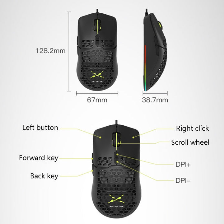 Lisslune | DELUX M700BU 7-Button Wired Gaming Mouse Desktop Wired Mouse, Style: 3325 (Support 10000DPI)