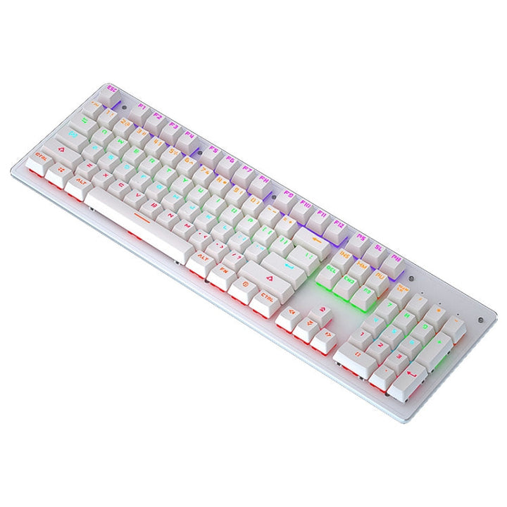Lisslune | LEAVEN K880 104 Keys Gaming Green Axis Office Computer Wired Mechanical Keyboard, Cable Length: 1.6m (White)