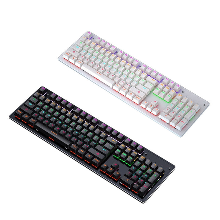 Lisslune | LEAVEN K880 104 Keys Gaming Green Axis Office Computer Wired Mechanical Keyboard, Cable Length: 1.6m (White)