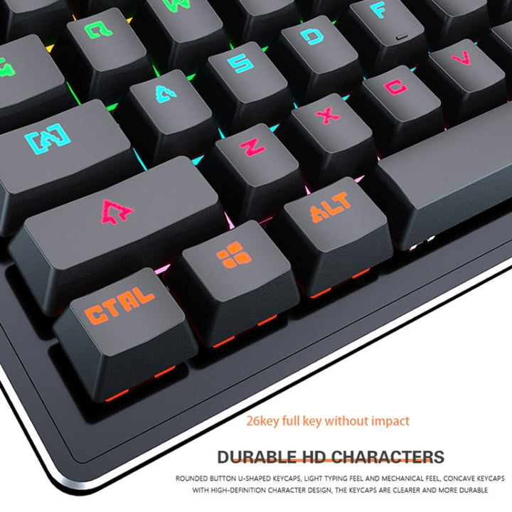 Lisslune | LEAVEN K880 104 Keys Gaming Green Switch Office Computer Wired Mechanical Keyboard, Cable Length: 1.6m (Black)