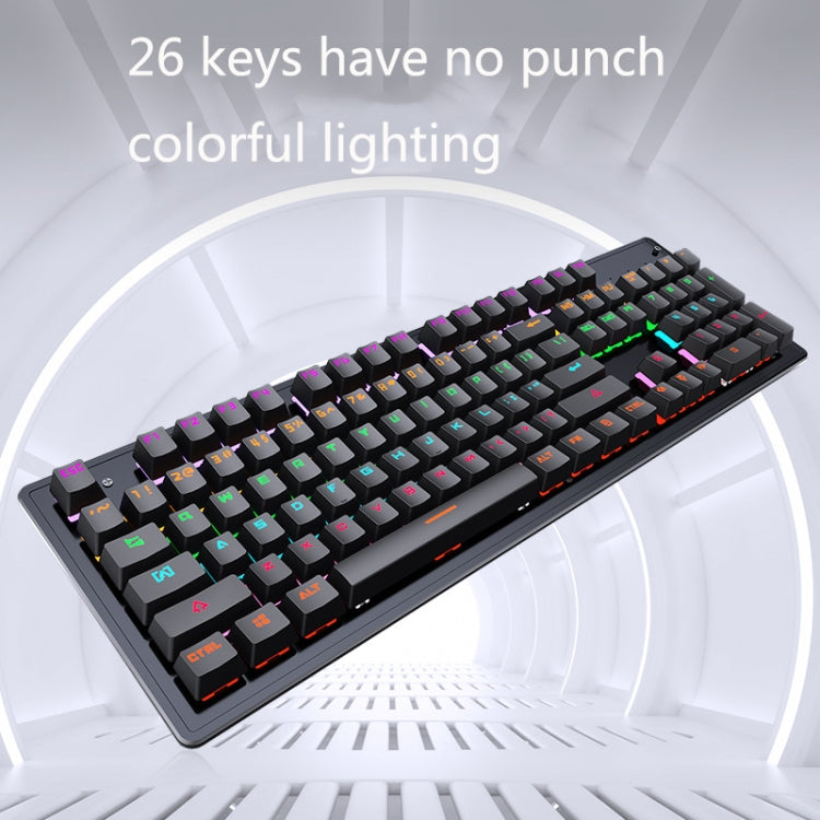 Lisslune | LEAVEN K880 104 Keys Gaming Green Axis Office Computer Wired Mechanical Keyboard, Cable Length: 1.6m (White)