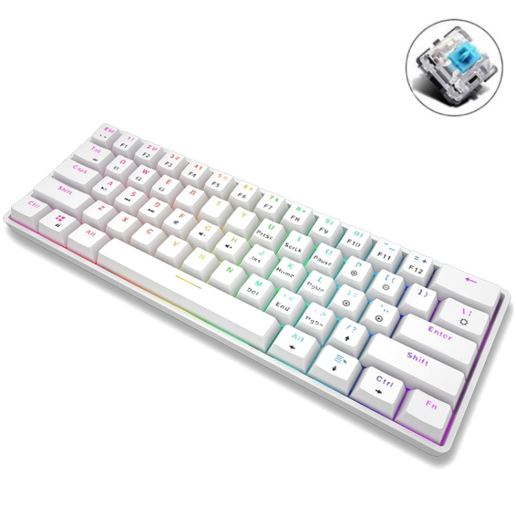 Lisslune | LEAVEN K28 61 Keys Gaming Office Computer RGB Wireless Bluetooth + Wired Dual Mode Mechanical Keyboard, Cable Length: 1.5m, Color: Green Switch (White)