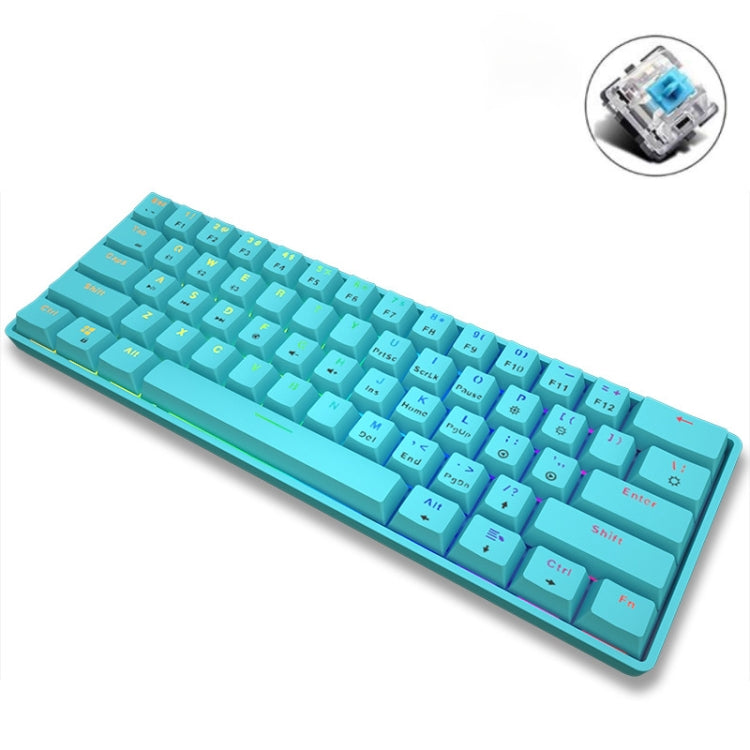 Lisslune | LEAVEN K28 61 Keys Gaming Office Computer RGB Wireless Bluetooth + Wired Dual-Mode Mechanical Keyboard, Cable Length: 1.5m, Color: Green Switch (Blue)