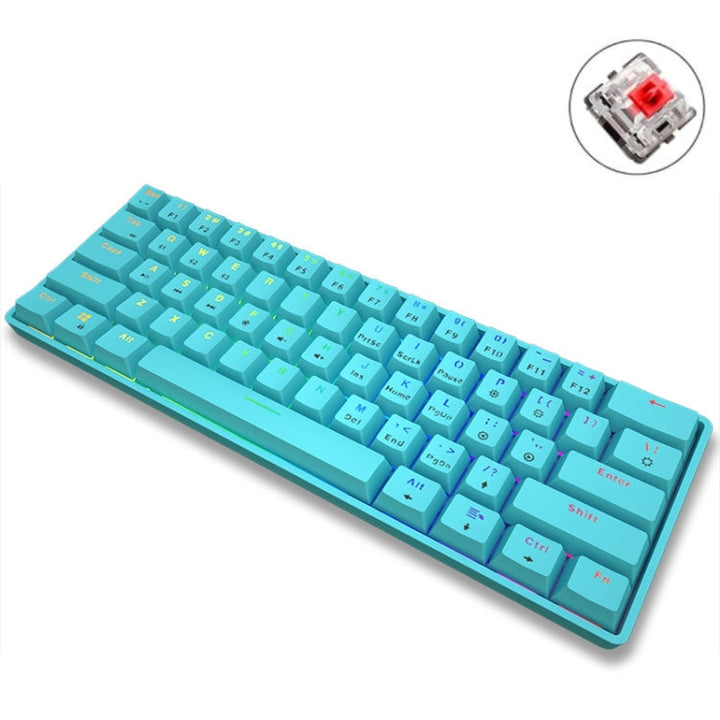 Lisslune | LEAVEN K28 61 Keys Gaming Office Computer RGB Wireless Bluetooth + Wired Dual-Mode Mechanical Keyboard, Cable Length: 1.5m, Color: Red Switch (Blue)