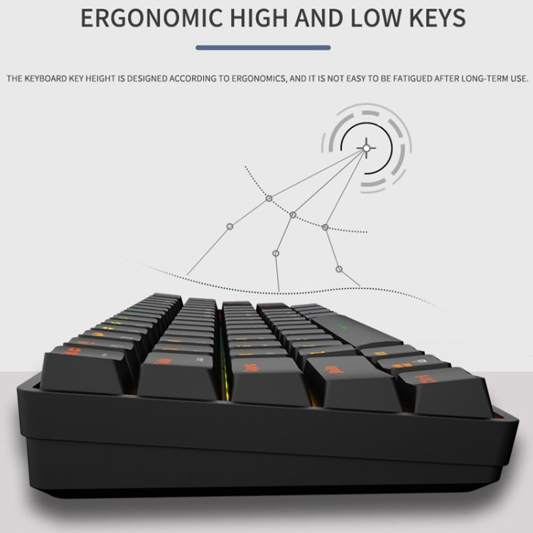 Lisslune | LEAVEN K28 61 Keys Gaming Office Computer RGB Wireless Bluetooth + Wired Dual-Mode Mechanical Keyboard, Cable Length: 1.5 m, Color: Teaxen (Pink)