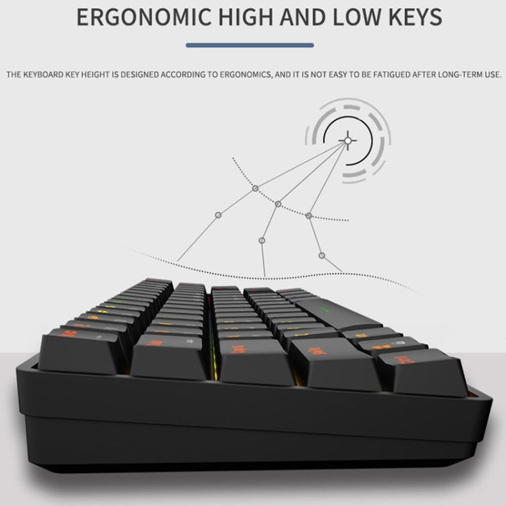 Lisslune | LEAVEN K28 61 Keys Gaming Office Computer RGB Wireless Bluetooth + Wired Dual-Mode Mechanical Keyboard, Cable Length: 1.5 m, Color: Teaxen (Pink)