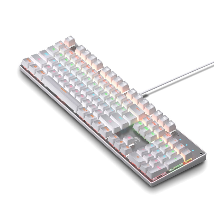 Lisslune | 104 Keys Green Shaft RGB Illuminated Keyboard Computer Game USB Wired Metal Mechanical Keyboard, Cable Length: 1.5m, Style: Regular Version (White)