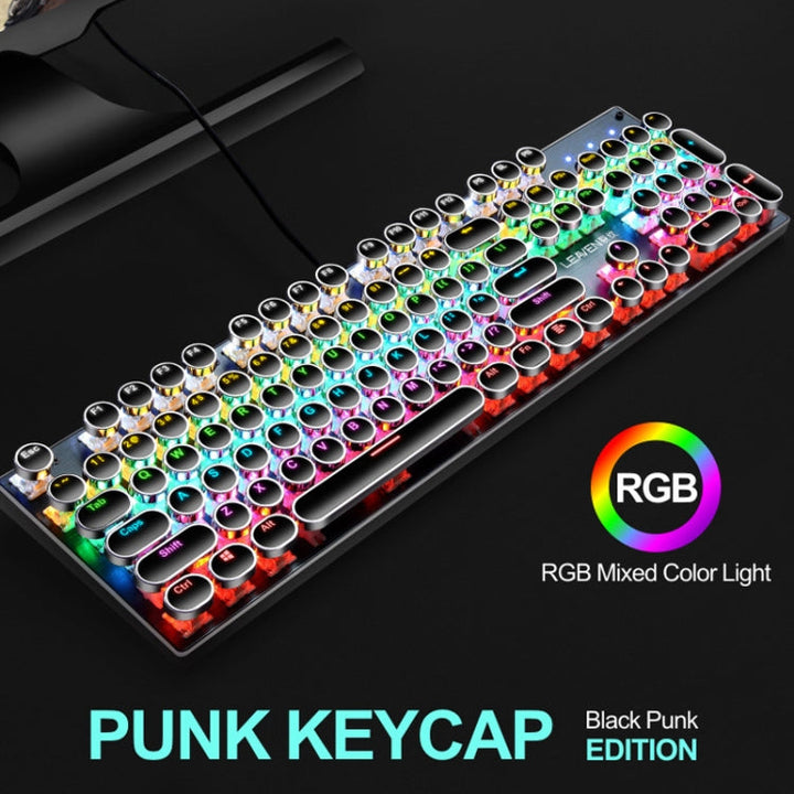 Lisslune | 104 Keys Green Shaft RGB Illuminated Keyboard Computer Game USB Wired Metal Mechanical Keyboard, Cable Length: 1.5m, Style: Regular Version (White)