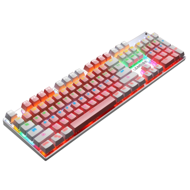 Lisslune | 104 Keys Green Shaft RGB Illuminated Keyboard Computer Game USB Wired Metal Mechanical Keyboard, Cable Length: 1.5m, Style: Dual Layer Design (White Pink)