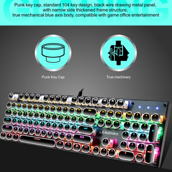 Lisslune | 104 Keys Green Shaft RGB Illuminated Keyboard Computer Game USB Wired Metal Mechanical Keyboard, Cable Length: 1.5m, Style: Dual Layer Design (White Pink)
