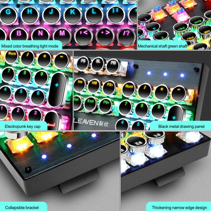 Lisslune | 104 Keys Green Shaft RGB Illuminated Keyboard Computer Game USB Wired Metal Mechanical Keyboard, Cable Length: 1.5m, Style: Dual Layer Design (White Pink)