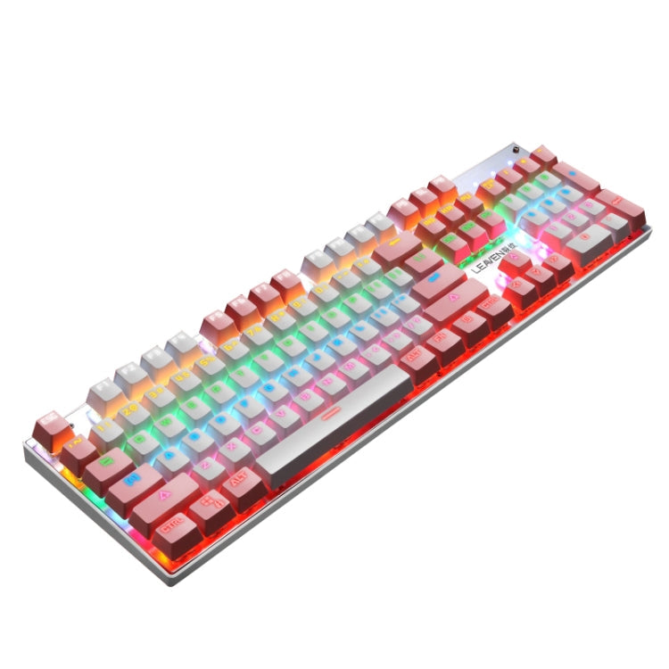 Lisslune | 104 Keys Green Shaft RGB Illuminated Keyboard Computer Gaming USB Wired Metal Mechanical Keyboard, Cable Length: 1.5m, Style: Double Print Version (Pink White)