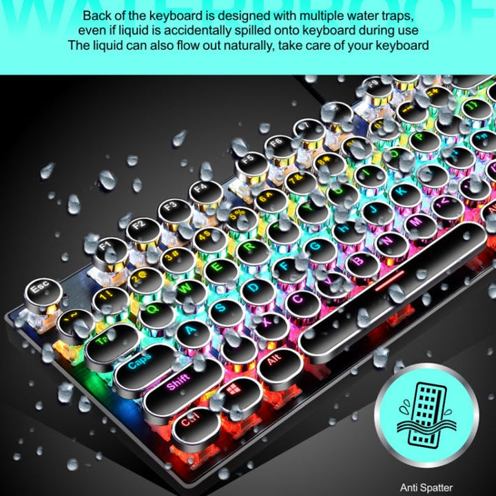 Lisslune | 104 keys green shaft RGB glowing keyboard computer game USB wired metallic mechanical keyboard, Cable length: 1.5 m, Style: double-imposition version (White Blue)