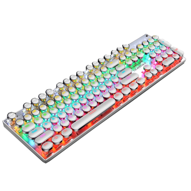 Lisslune | 104 Keys Green Shaft RGB Illuminated Keyboard Computer Game USB Wired Metal Mechanical Keyboard, Cable Length:1.5m, Style: Punk Word Through Version (White)