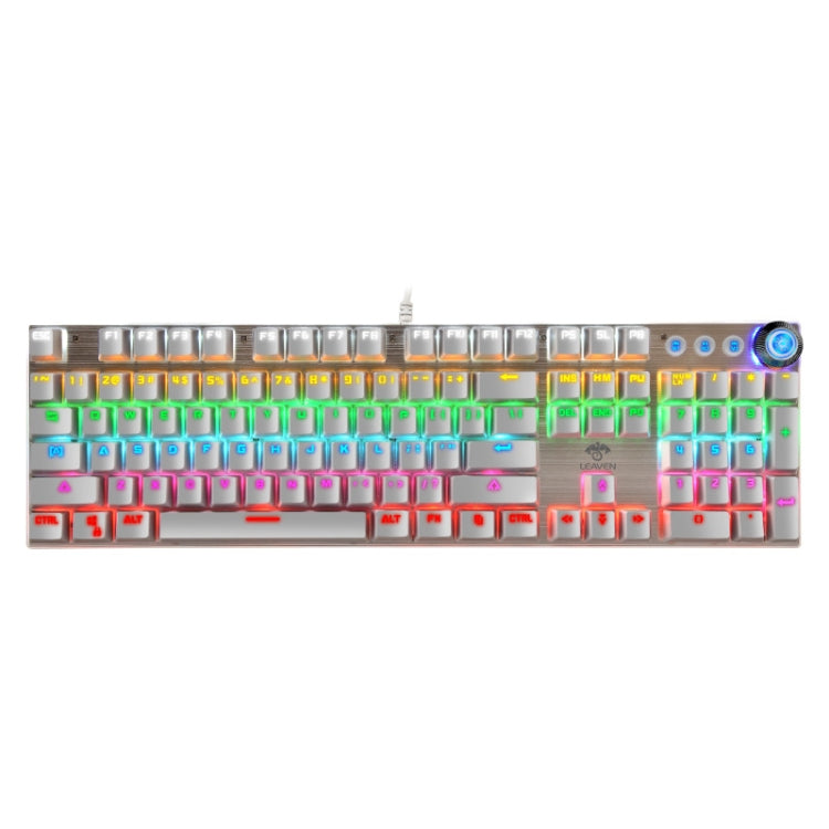 Lisslune | LEAVEN K990 Button Version 104 Keys Office Computer Game Mechanical Green Switch Wired Keyboard, Cable Length:1.8m(white)