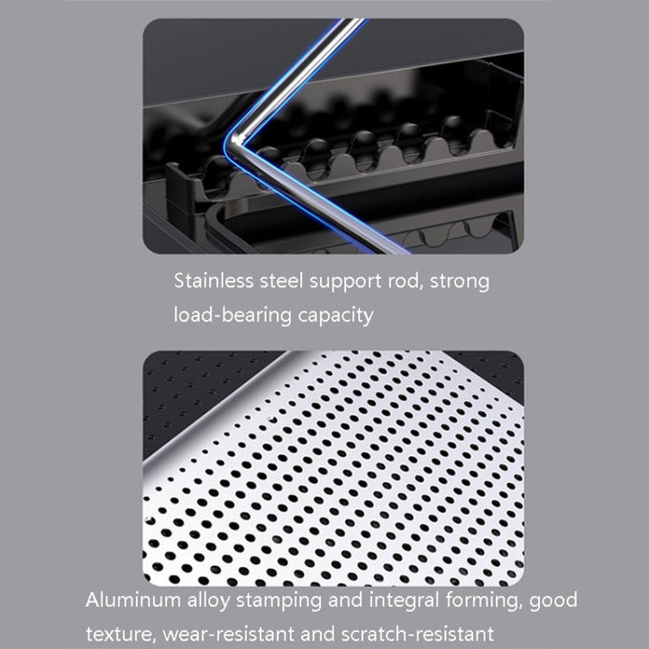 Lisslune | ICE COOREL Laptop Aluminum Alloy Radiator Fan Silent Notebook Cooling Stand, Color: Six-Fan Space Silver