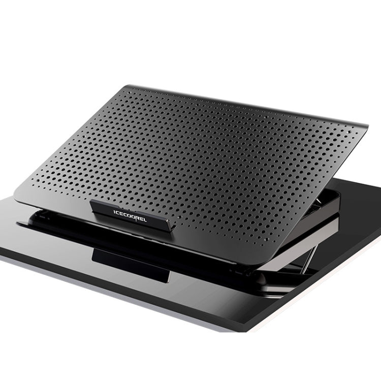 Lisslune | ICE COOREL Laptop aluminum alloy radiator fan silent notebook cooling stand, color: six-fan tungsten gold black