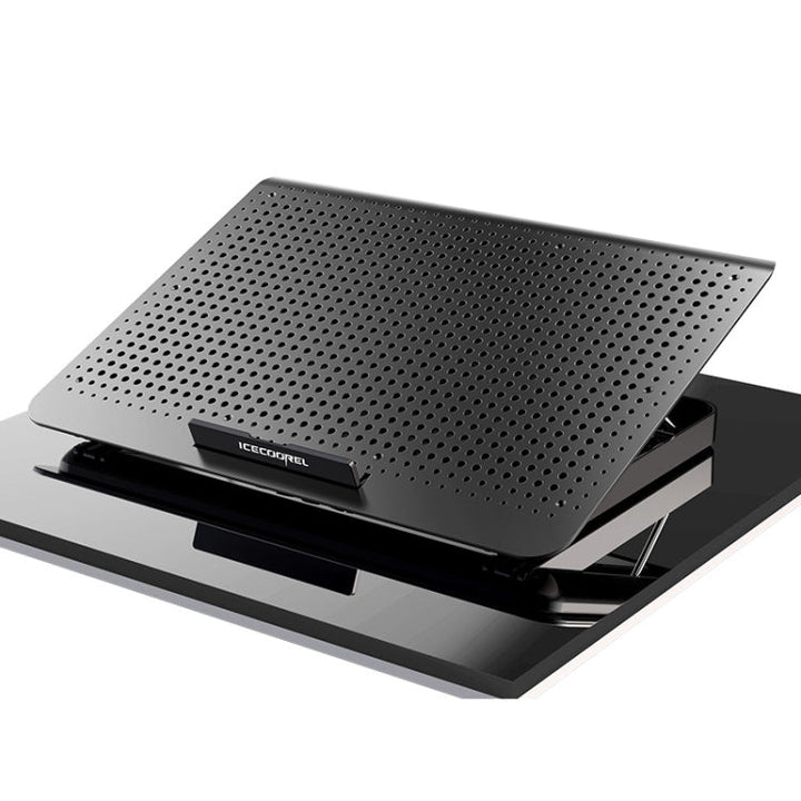 Lisslune | ICE COOREL Laptop aluminum alloy radiator fan silent notebook cooling stand, color: six-fan tungsten gold black