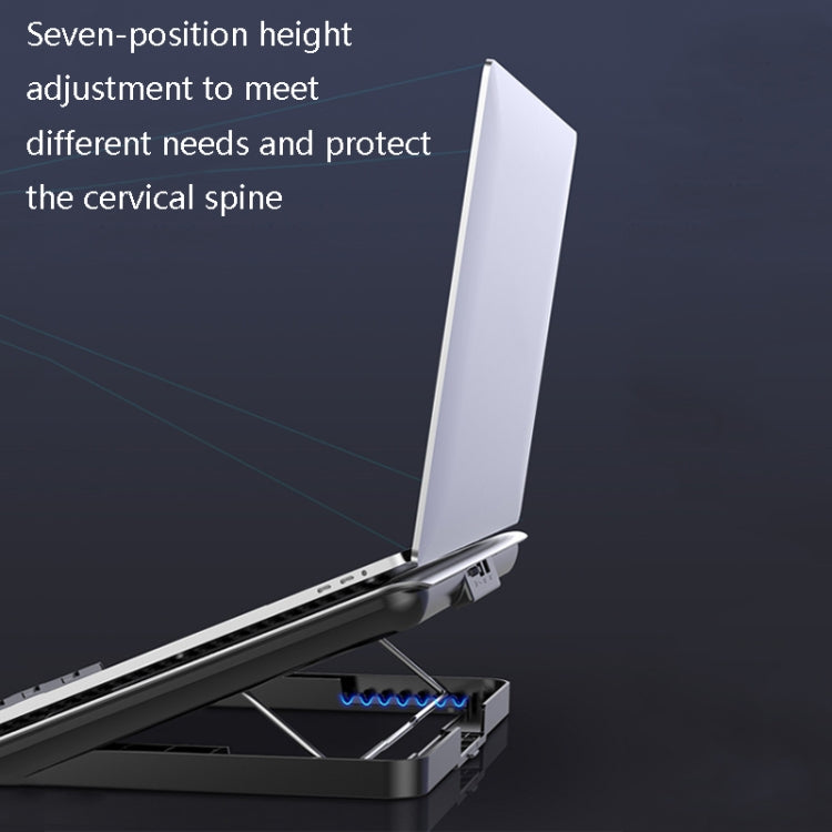 Lisslune | ICE COOREL Laptop aluminum alloy radiator fan silent notebook cooling stand, color: six-fan tungsten gold black