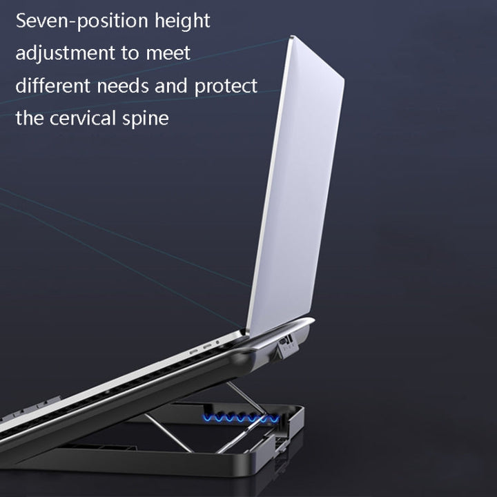 Lisslune | ICE COOREL Laptop aluminum alloy radiator fan silent notebook cooling stand, color: six-fan tungsten gold black