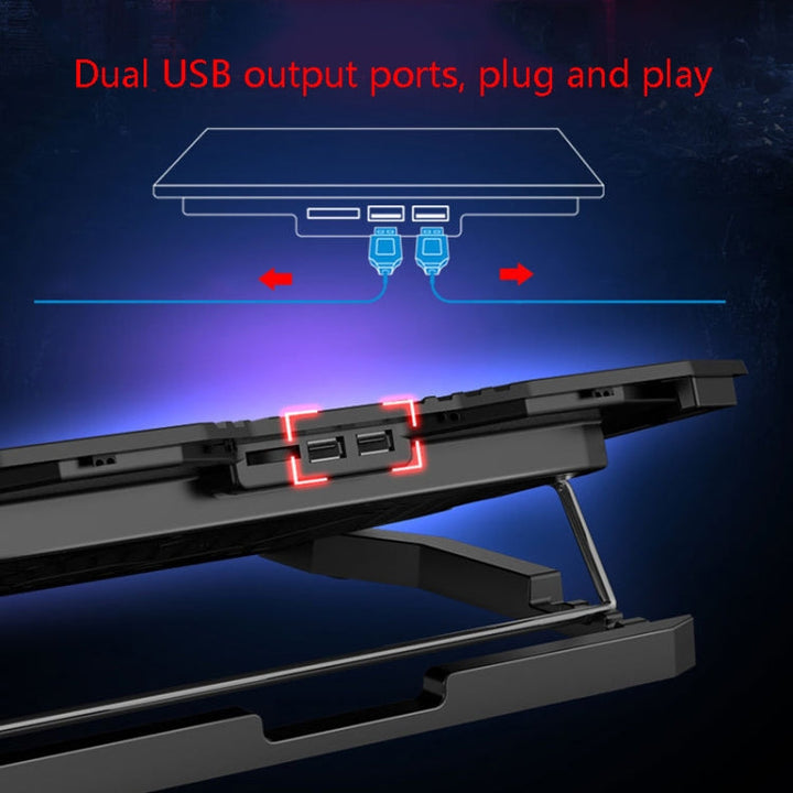 Lisslune | ICE COOREL K5 Laptop Cooler Computer Cooling Stand, Color: Touch Version (Black Red)