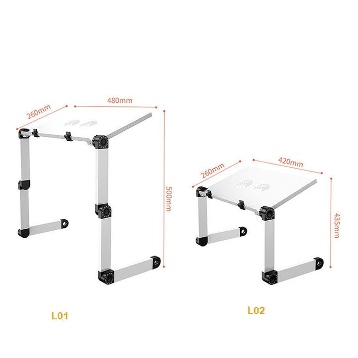 Lisslune | Oatsbasf Foldable Computer Desk Laptop Stand Folding Height Adjustment Storage Portable Frame, Style: L02 White